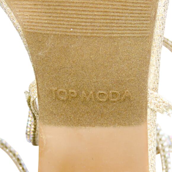 Top Moda Rosa-66 Gold Rhinestone Sparkle Ankle Strap Heels Size 8 - Picture 12 of 13